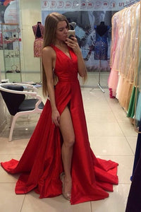 Astounding A-line/Princess V-neck Sleeveless Long Prom Dresses