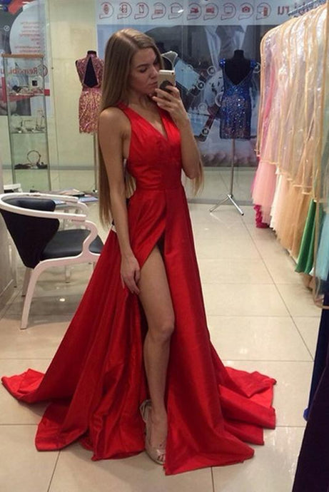 Astounding A-line/Princess V-neck Sleeveless Long Prom Dresses