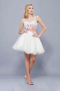 A-line/Princess Two-Piece Beading Short Formal Cocktail Dresses