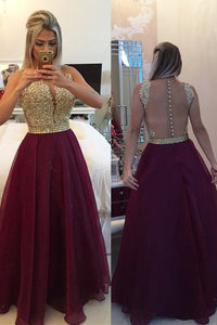 Grape Enchanting Floor-length Scoop Neck Chiffon Sleeveless Prom Dresses