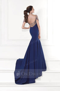 Classy Mermaid Satin Evening Dresses with Beadings & Rhinestones