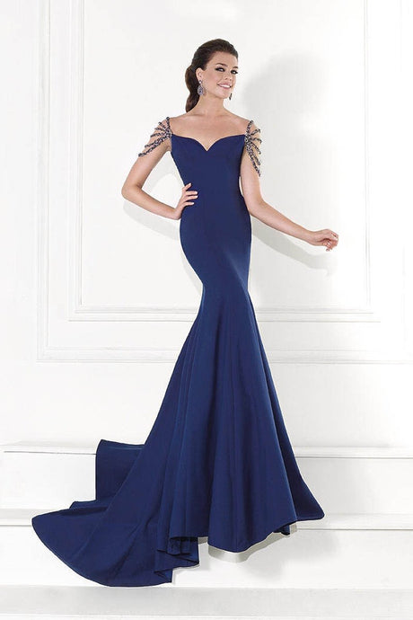 Classy Mermaid Satin Evening Dresses with Beadings & Rhinestones