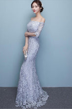 Mermaid/ Trumpet Off-the-shoulder Half-sleeve Long Lace Prom Evening Dresses