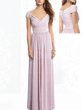 Fantastic V-neck Long/Floor-length Zipper Chiffon Bridesmaid Dresses