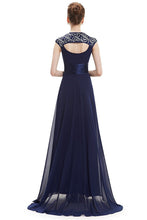 OKdress Chiffon Long Dark Navy Formal Prom Dress