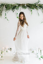 A-line Long Sleeves Sweetheart Chiffon Wedding Dresses