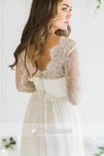 A-line Long Sleeves Sweetheart Chiffon Wedding Dresses