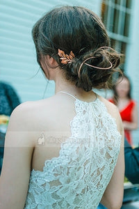 Sheath/Column Sleeveless Floor-Length Lace Wedding Dresses