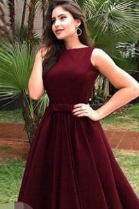 Burgundy V-Back Long Prom Dress A-LineParty Evening Gown