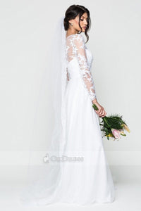Sheath/Column Illusion Long Sleeves Wedding Dresses