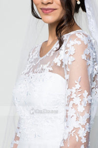 Sheath/Column Illusion Long Sleeves Wedding Dresses