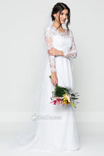 Sheath/Column Illusion Long Sleeves Wedding Dresses