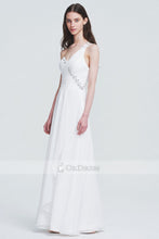 A-line/Princess Chiffon Natural White Zipper Long Prom Dresses