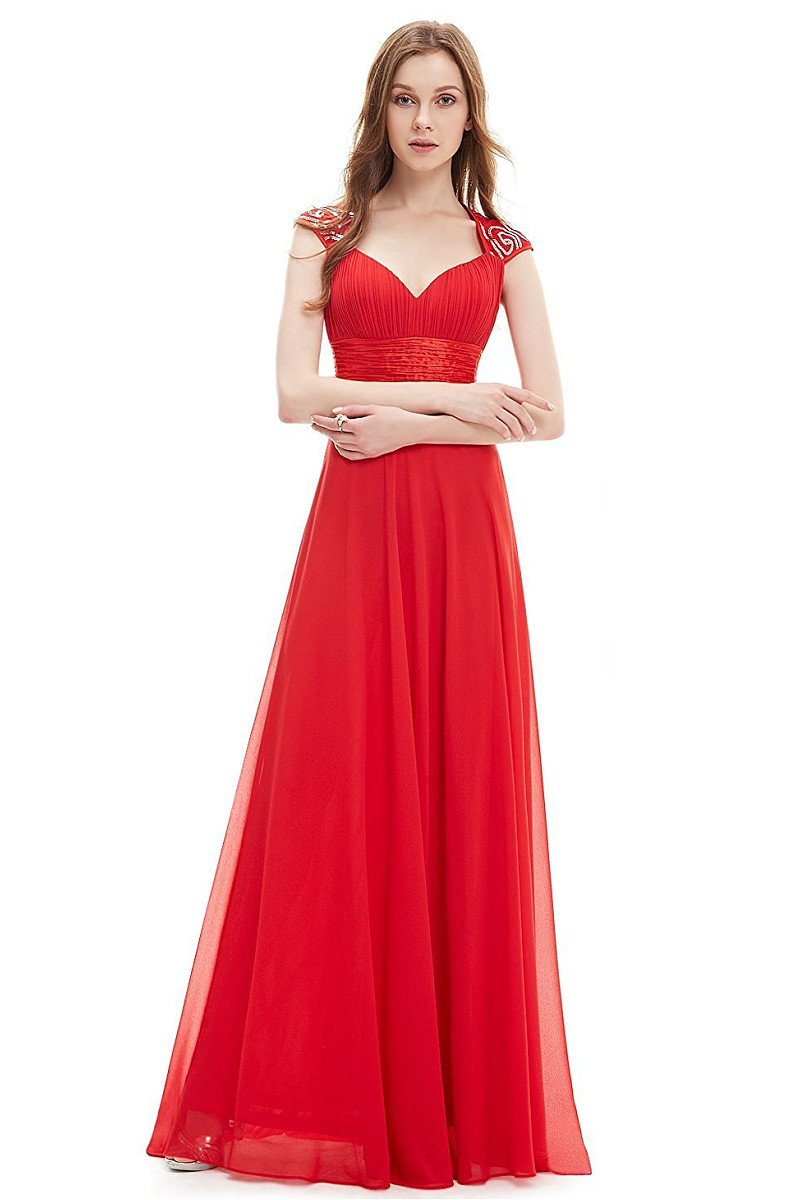 OKdress Chiffon Long Red Formal Prom Dress