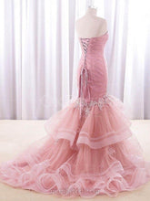 Elaborate Sweep Train Sleeveless Trumpet/Mermaid Sweetheart Tulle Prom Dresses