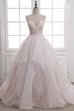 Chic Ball Gown Tulle & Organza Wedding Dresses with Beaded Embroidery & Ruffles