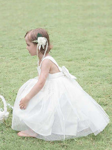 Luxuriant White Tulle Square Empire Ball Gown Flower Girl Dresses
