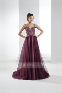 Marvelous Tulle Sleeveless Sweetheart Spaghetti Straps Prom Dresses