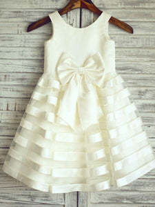 Wonderful Zipper Organza Ivory A-line Scoop Flower Girl Dresses