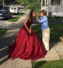 Elegant Ball Gown Burgundy Long Organza Prom Dresses