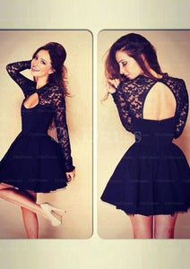 Sparkling Short/Mini Tulle Natural Scoop Neck Black Cocktail Dresses