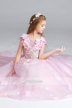 Amazing Ball Gown Scoop Cap Sleeves Tulle Flower Girl Dresses