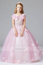 Amazing Ball Gown Scoop Cap Sleeves Tulle Flower Girl Dresses