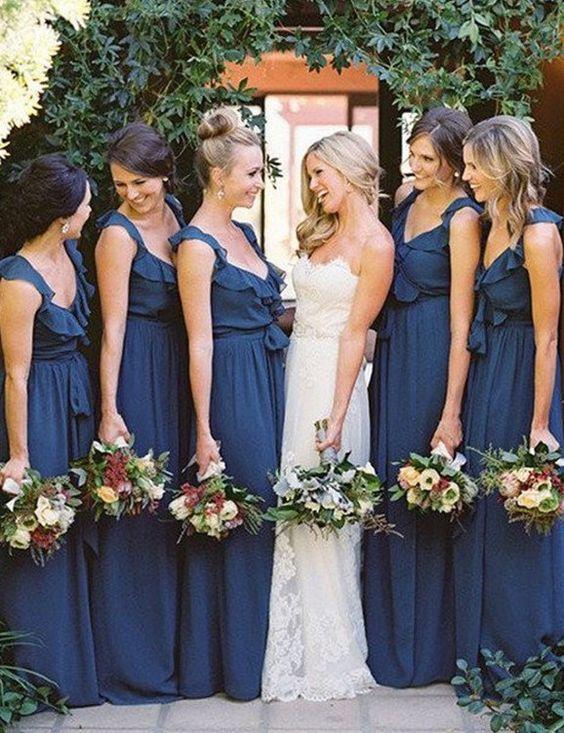 Stylish V-neck Natural Chiffon Bridesmaid Dresses