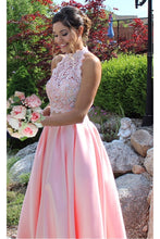 Ball Gown Sleeveless Criss-cross Beading Long Pink Satin Prom Dresses