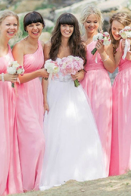 Fashionable Floor-length One-shoulder Chiffon Bridesmaid Dresses