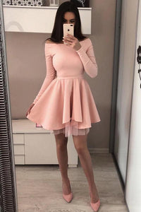 Off-the-Shoulder Short Homecoming Dresses with Long Sleeves