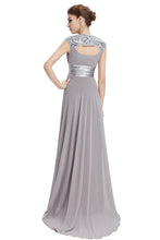 OKdress Chiffon Long Silver Formal Prom Dress