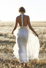 A-Line Halter Sleeveless Floor-Length Wedding Dresses with Open Back