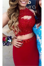 Sheath/Column Two-Piece Floor-length Scoop Long Prom Dresses