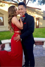 Sheath/Column Two-Piece Floor-length Scoop Long Prom Dresses