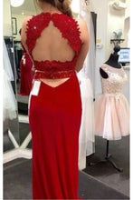 Sheath/Column Two-Piece Floor-length Scoop Long Prom Dresses