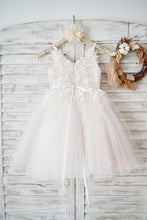 Tulle/Lace Sleeveless Straps Flower Girl Dress