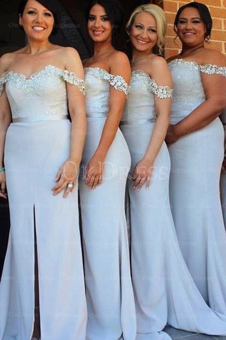 Marvelous Sweep/Brush Train Lace Natural Bridesmaid Dresses