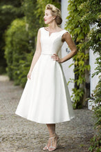 Chic Tea-length Wedding Dress with Bateau Neck