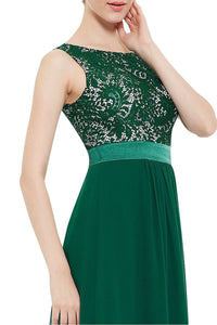 Green A-line Floor-length Sleeveless Evening Gown 2019