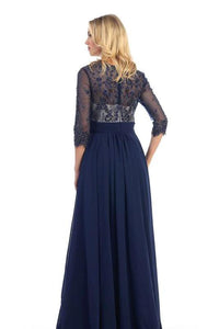 Plus Size Long Sleeve Lace Mother of the Bride Formal Dress