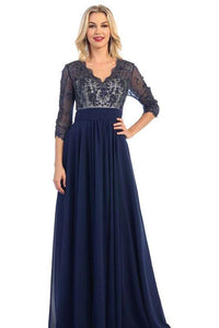 Plus Size Long Sleeve Lace Mother of the Bride Formal Dress