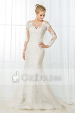 Full/Long Sleeves Illusion Neckline Mermaid Long Bridal Wedding Dresses