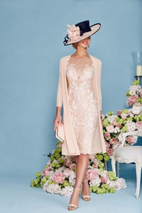 3/4 Sleeves Sheath/Column Chiffon Lace Mother of the Bride Dresses