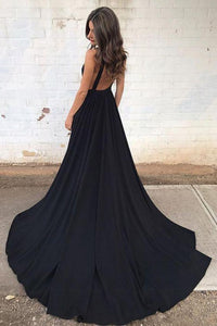 Sexy Silk-like Satin V-Neck Evening Gowns Prom Dresses