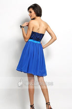 Strapless Sweetheart A-line Lace Top Chiffon Short Prom Bridesmaid Dresses