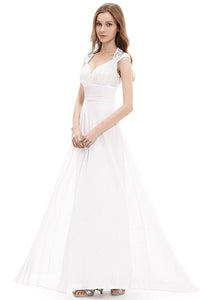 OKdress Chiffon Long White Formal Prom Dress