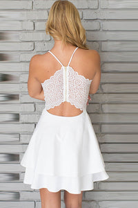 Sleeveless Zipper White Natural Spaghetti Straps A-line Prom Dresses