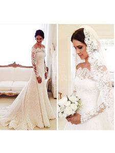 Admirable Lace Court Train Natural Wedding Dresses