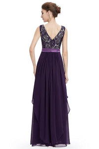 Grape A-line Floor-length Sleeveless Evening Gown 2019